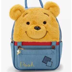 Disney Winnie The Pooh Plush Face Overalls Mini Backpack  (NWOT) Her Universe